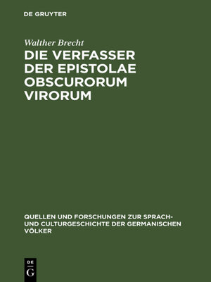 cover image of Die Verfasser der Epistolae obscurorum virorum